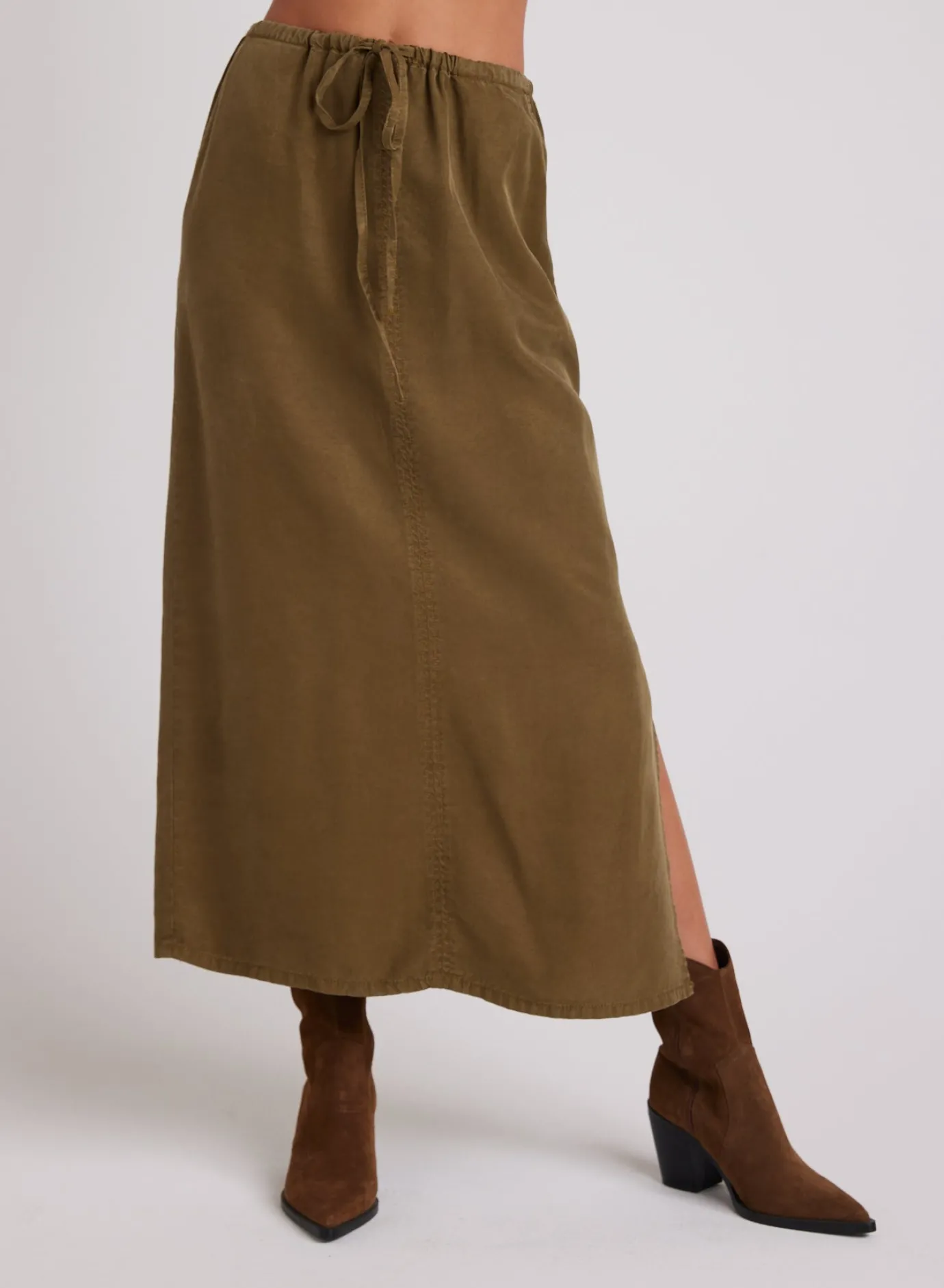 Bella Dahl Ana Side Slit Skirt - Basil Green- Skirts