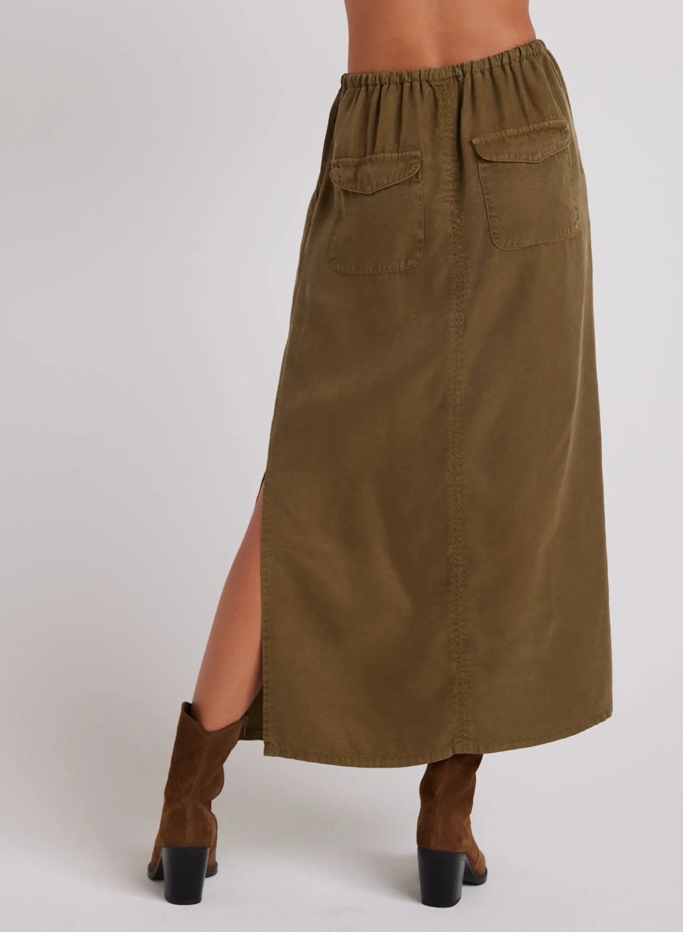 Bella Dahl Ana Side Slit Skirt - Basil Green- Skirts