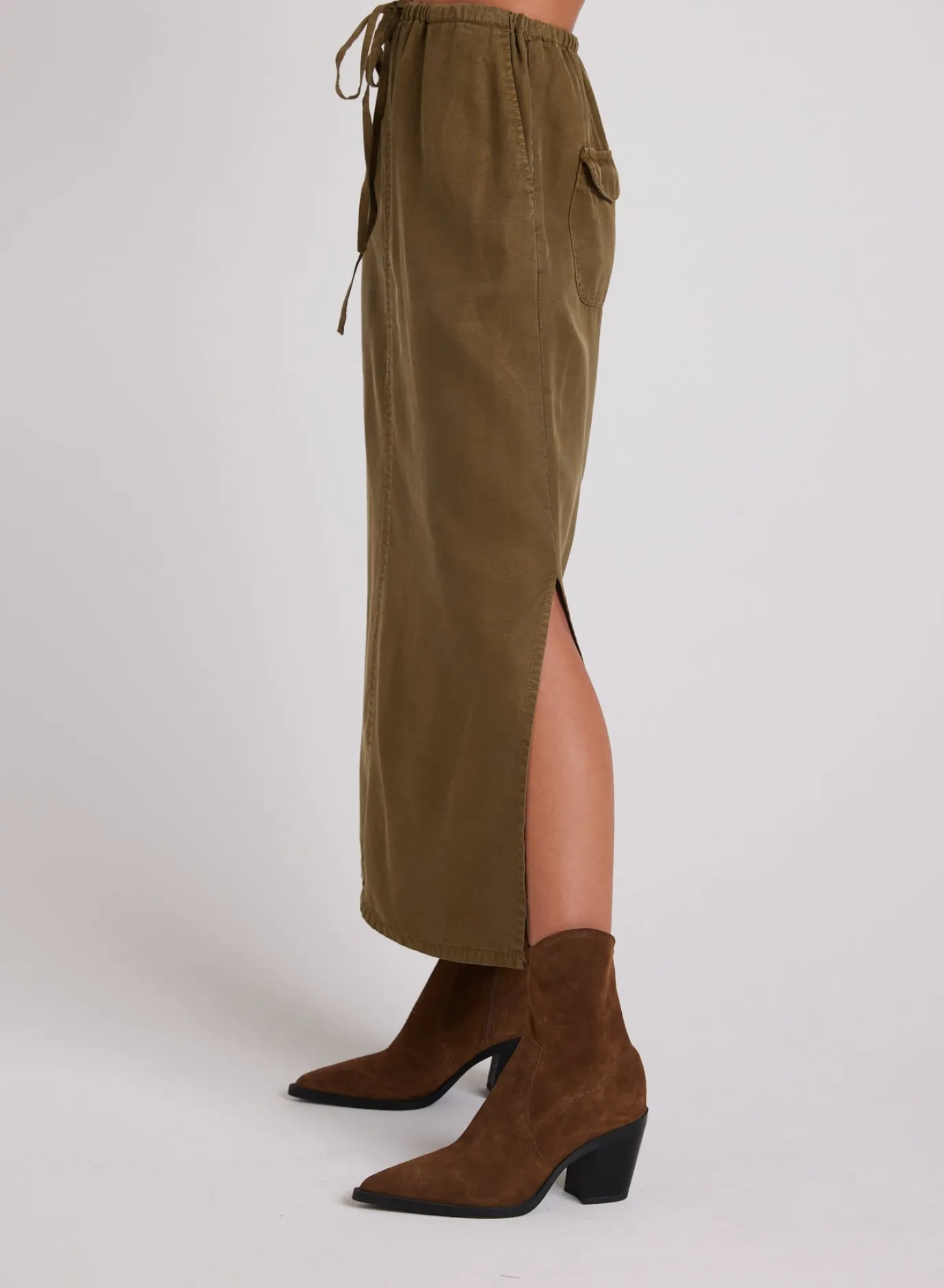 Bella Dahl Ana Side Slit Skirt - Basil Green- Skirts