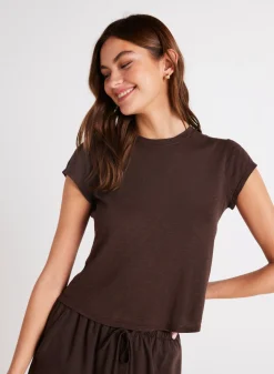 Bella Dahl Baby Crew Tee - Chestnut Brown- Essentials Tops