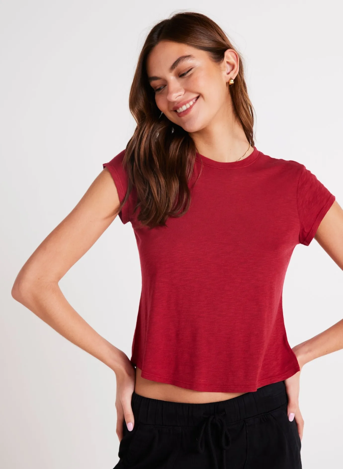 Bella Dahl Baby Crew Tee - Ruby Red- T-Shirts