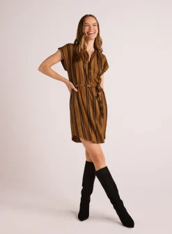 Bella Dahl Belted Cap Sleeve Dress - Gilded Brown- Short Dresses