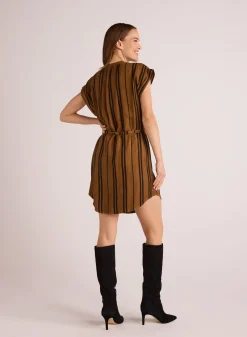 Bella Dahl Belted Cap Sleeve Dress - Gilded Brown- Short Dresses