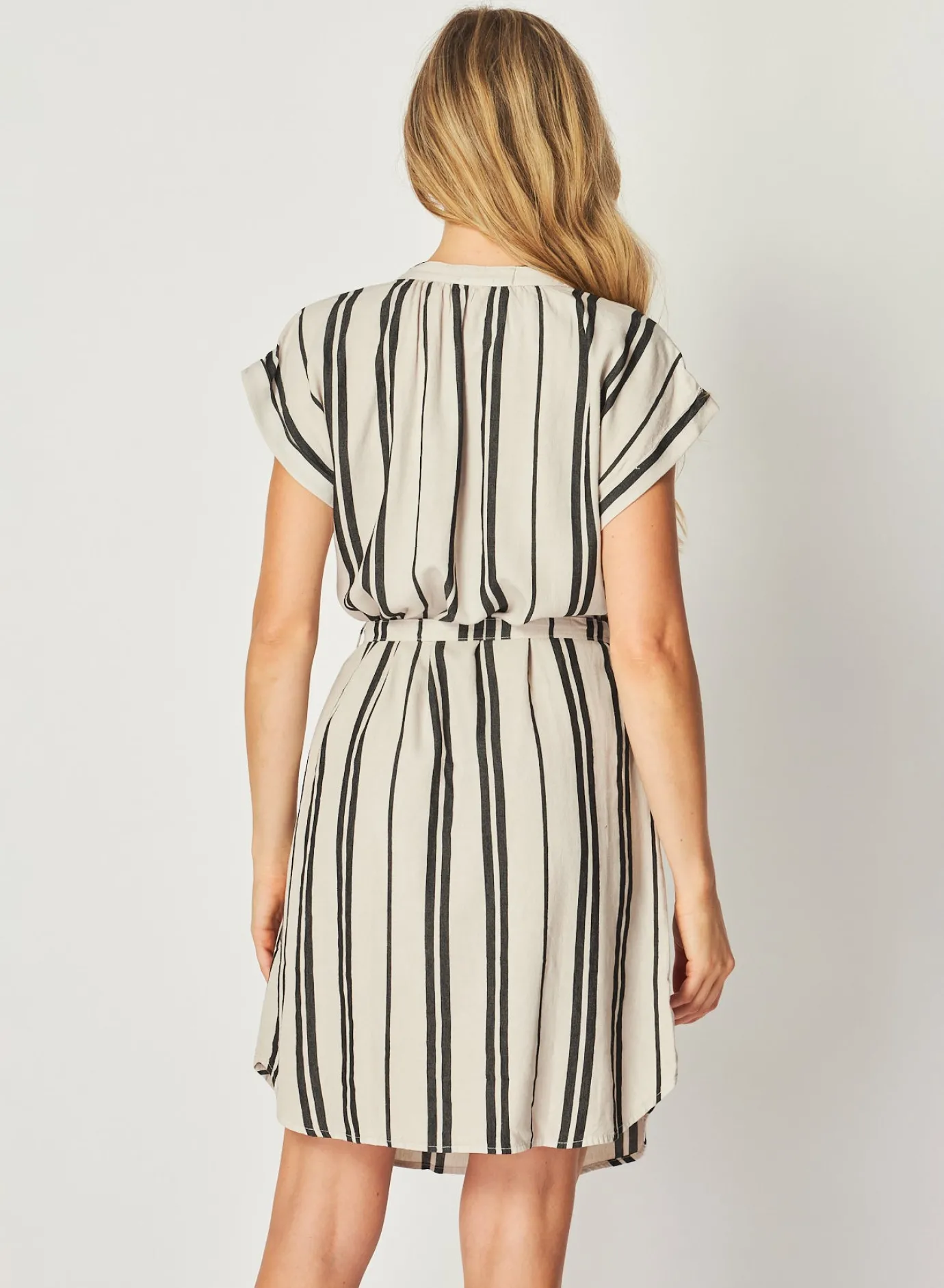 Bella Dahl Belted Cap Sleeve Dress - Soft Ecru- Short Dresses