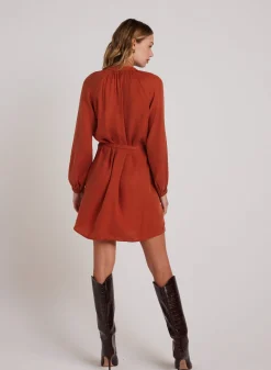 Bella Dahl Belted Raglan Mini Dress - Amber Rust- Short Dresses