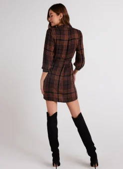 Bella Dahl Belted Shirt Dress - Autumn Ember Plaid- Short Dresses