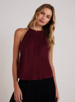 Bella Dahl Bias Halter Top - Deep Plum- Sleeveless