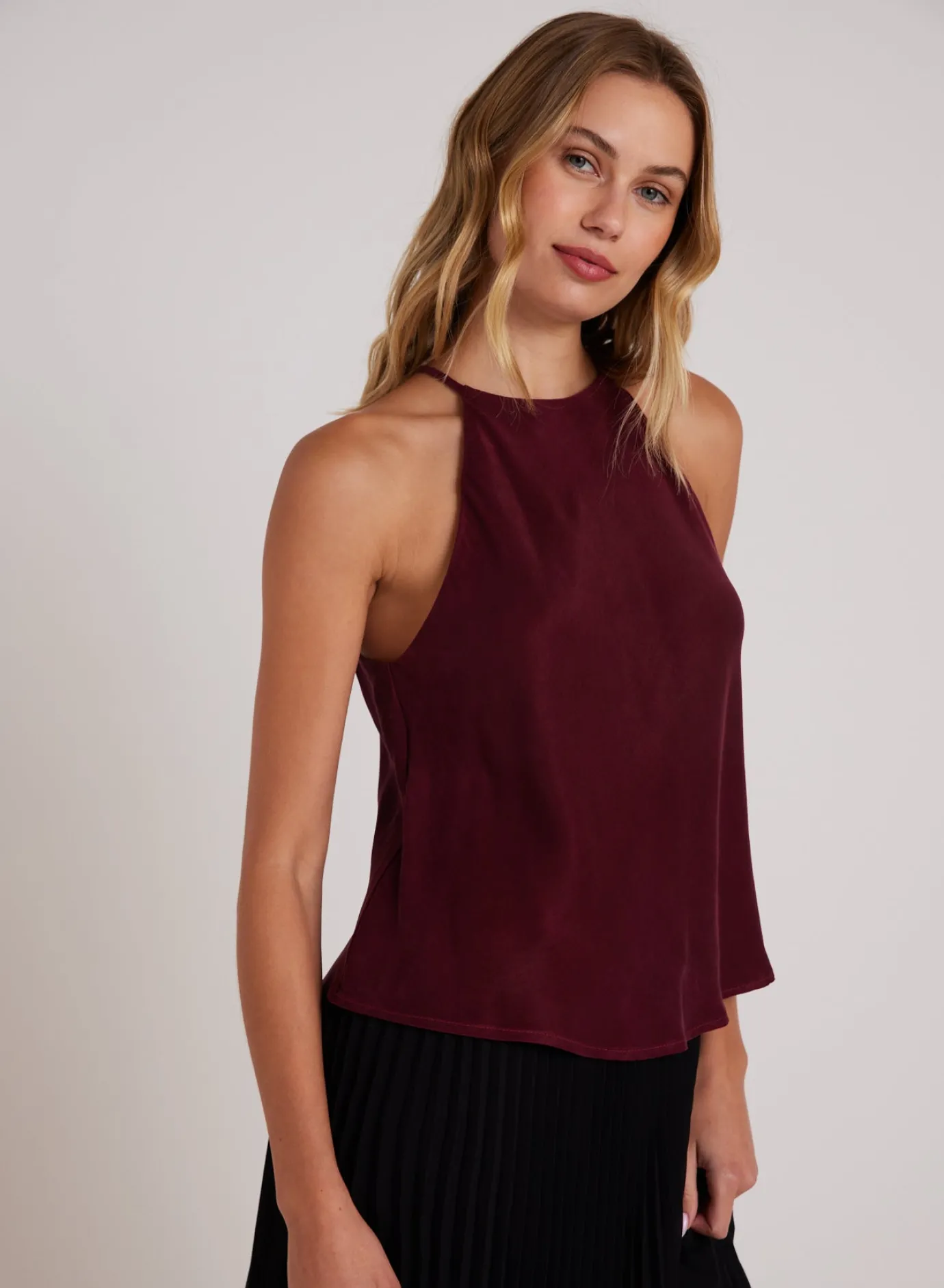 Bella Dahl Bias Halter Top - Deep Plum- Sleeveless