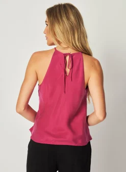 Bella Dahl Bias Halter Top - Fuchsia Berry- Sleeveless