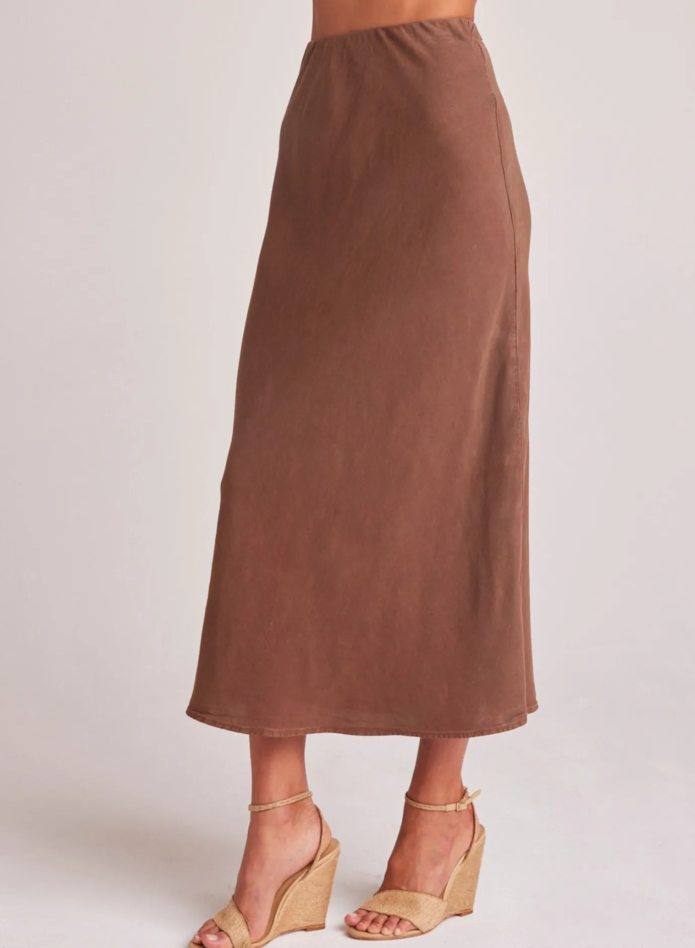 Bella Dahl Bias Midi Skirt - Botanical Brown- Skirts