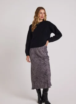 Bella Dahl Bias Midi Skirt - Onyx Steel- Skirts