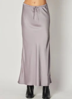Bella Dahl Bias Satin Skirt with Tie - Glacier Grey- Skirts