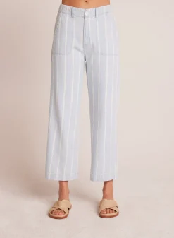 Bella Dahl Blakely Utility Wide Leg Crop - Bleach Stripe Wash- Pants