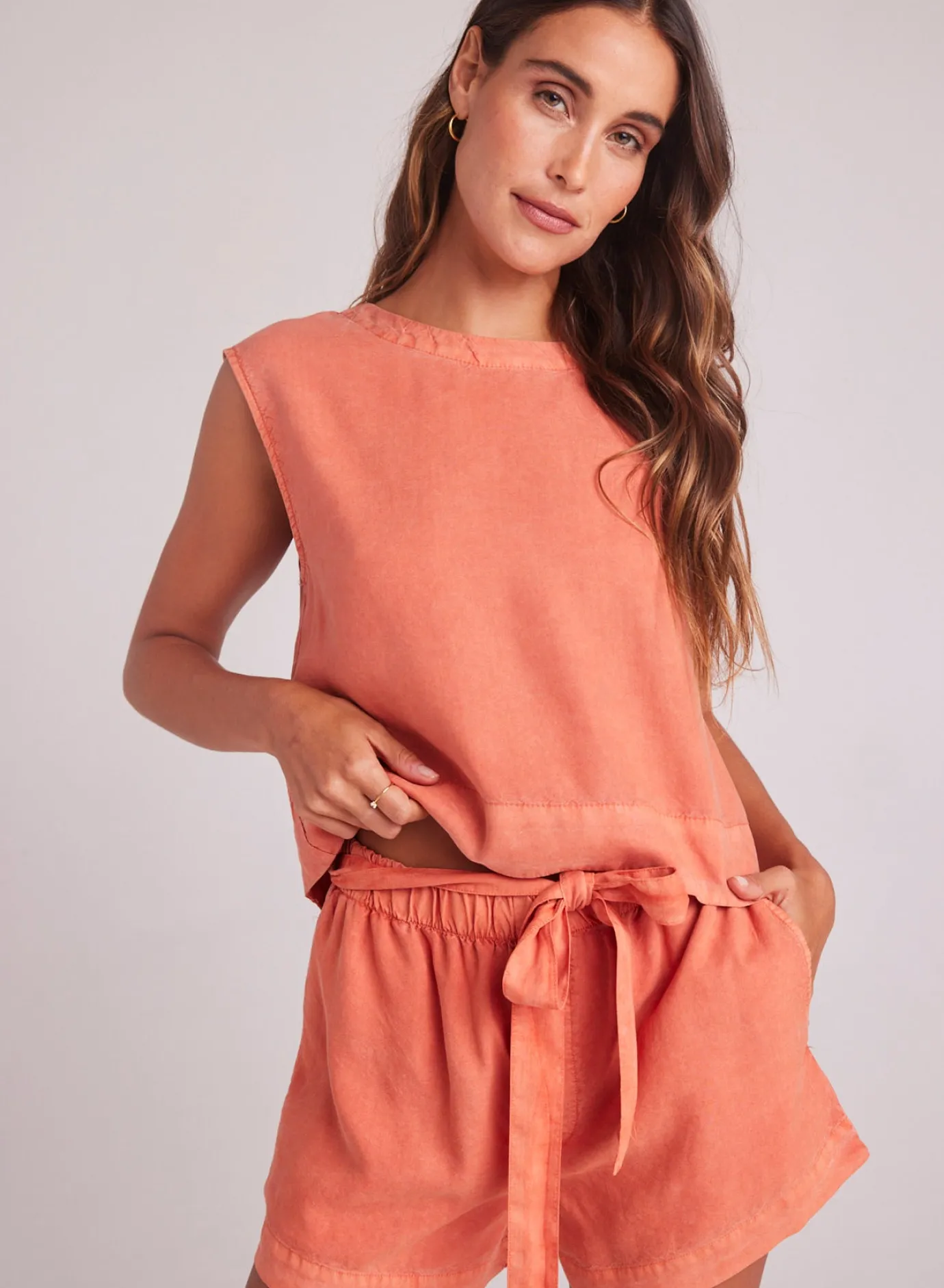 Bella Dahl Boxy Button Back Top - Clay Oasis- Sleeveless