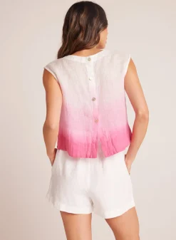 Bella Dahl Boxy Button Back Top - Pink Ombre Dye- Sleeveless