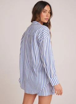 Bella Dahl Boyfriend Button Down - Bahia Breeze Stripe- Long Sleeve