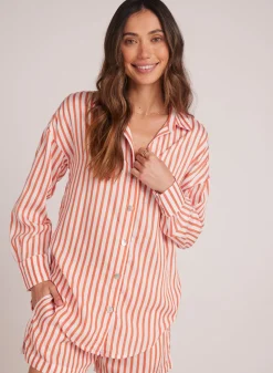 Bella Dahl Boyfriend Button Down - Sunset Blaze Stripe- Long Sleeve