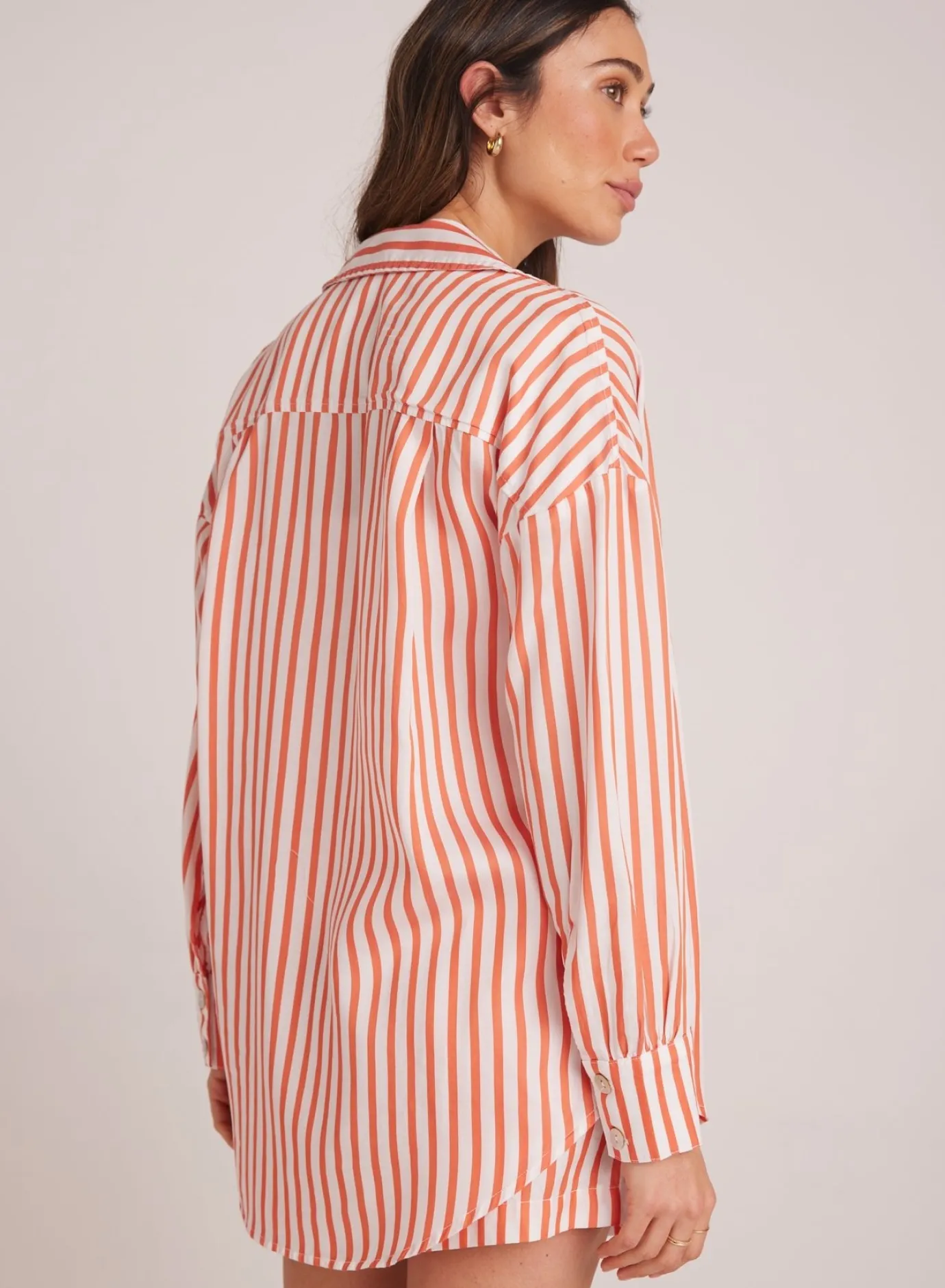 Bella Dahl Boyfriend Button Down - Sunset Blaze Stripe- Long Sleeve