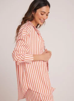 Bella Dahl Boyfriend Button Down - Sunset Blaze Stripe- Long Sleeve