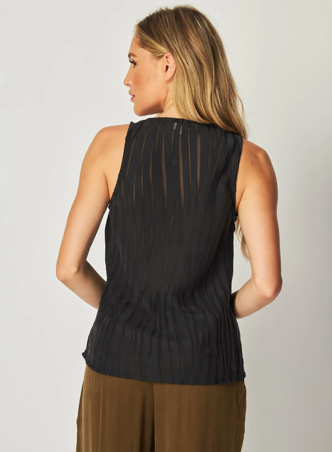 Bella Dahl Burn Out Scoop Neck Tank - Black Zebra- Sleeveless
