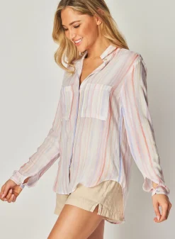 Bella Dahl Button Down Hipster - Sunrise Stripe Print- Long Sleeve