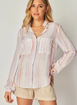 Bella Dahl Button Down Hipster - Sunrise Stripe Print- Button Down