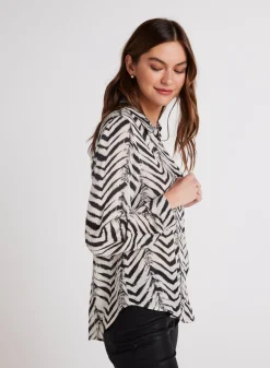 Bella Dahl Button Down Shirt - Batik Chevron Print- Long Sleeve