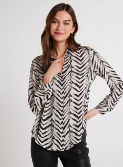 Bella Dahl Button Down Shirt - Batik Chevron Print- Button Down