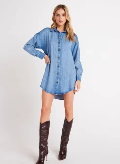 Bella Dahl Button Front Shirt Dress- Vintage Horizon Wash- Short Dresses