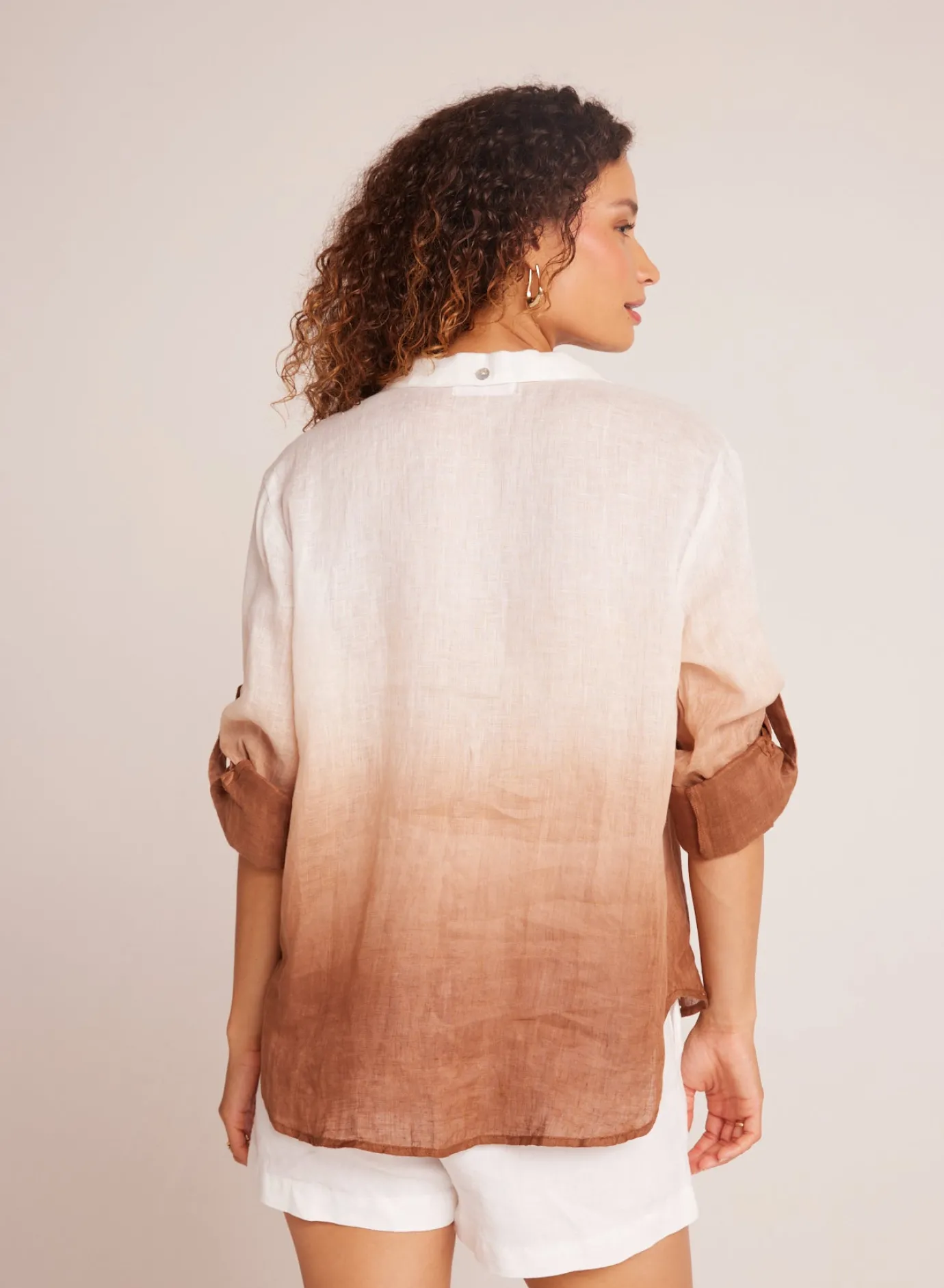 Bella Dahl Capri Button Down - Coconut Ombre Dye- Long Sleeve