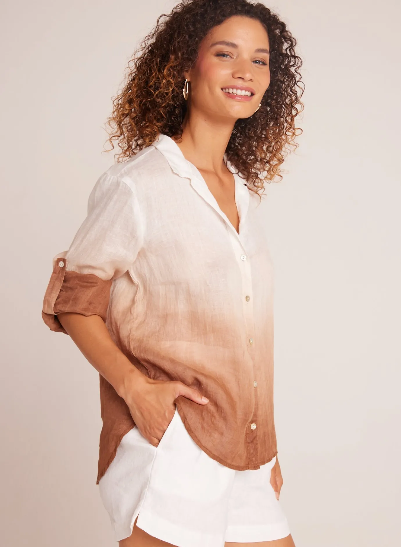 Bella Dahl Capri Button Down - Coconut Ombre Dye- Button Down