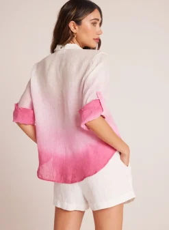 Bella Dahl Capri Button Down - Pink Ombre Dye- Long Sleeve