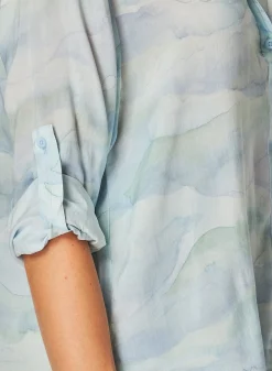 Bella Dahl Capri Button Down Shirt - Waves Camo Print- Long Sleeve