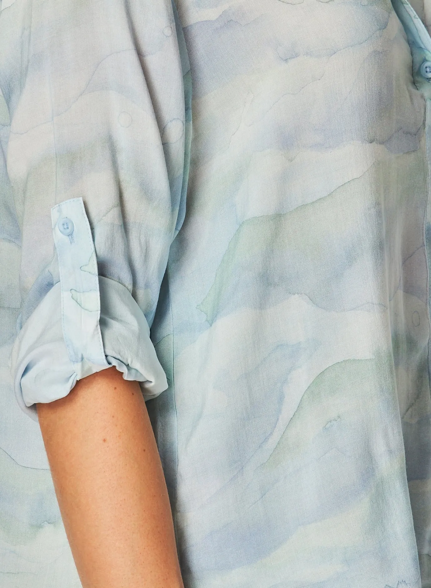 Bella Dahl Capri Button Down Shirt - Waves Camo Print- Button Down
