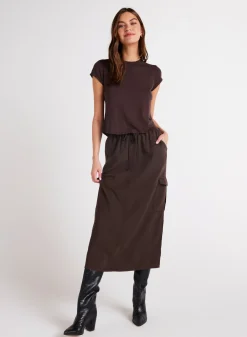 Bella Dahl Cargo Midi Skirt - Chestnut Brown- Seasonal Essentials