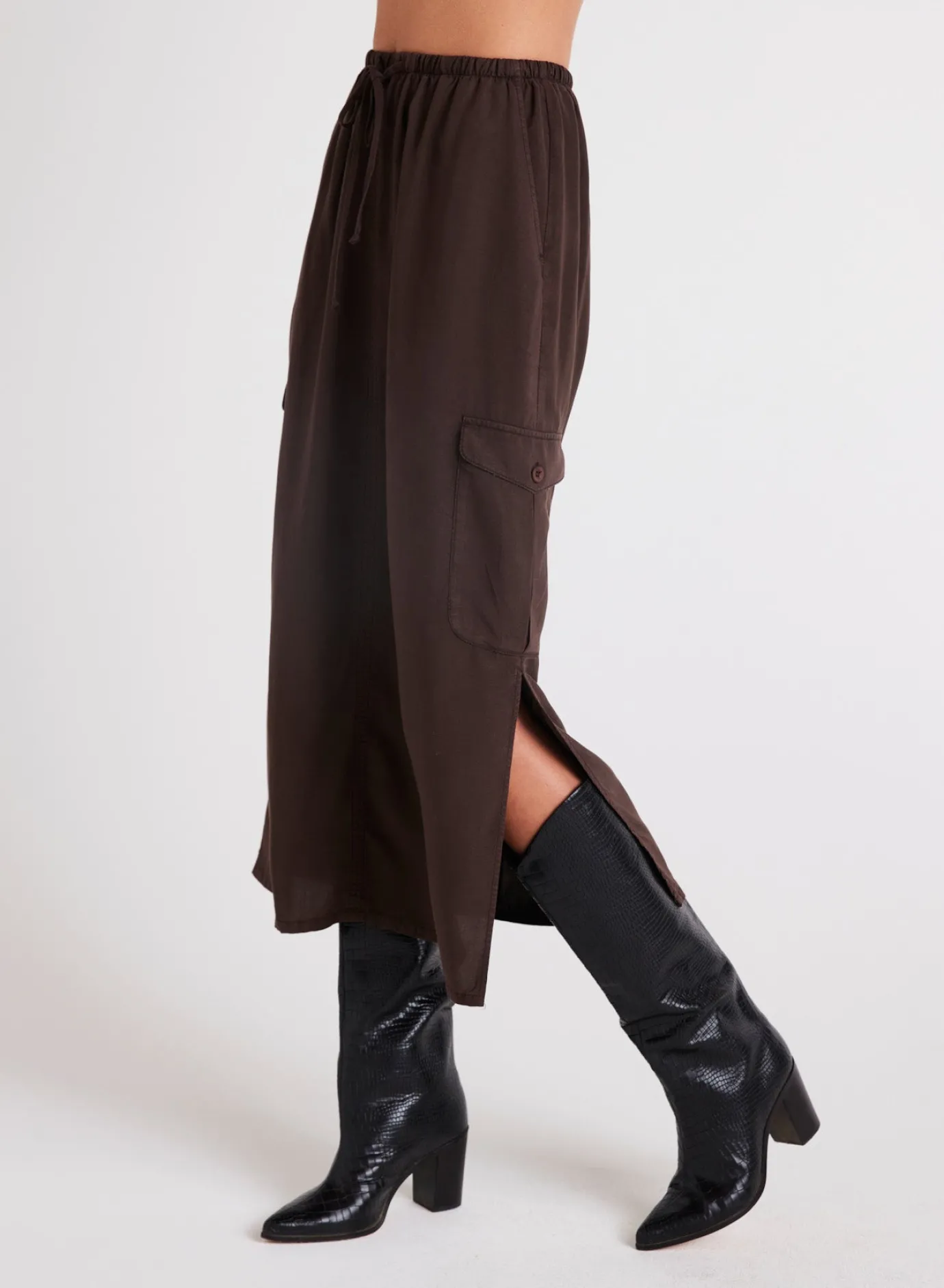 Bella Dahl Cargo Midi Skirt - Chestnut Brown- Skirts