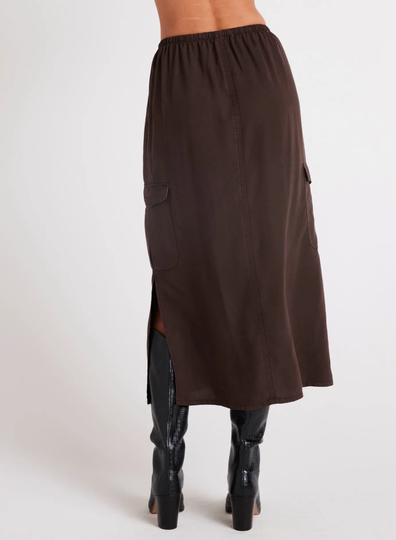 Bella Dahl Cargo Midi Skirt - Chestnut Brown- Essentials Bottoms