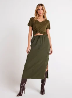 Bella Dahl Cargo Midi Skirt - Italian Herb- Seasonal Essentials