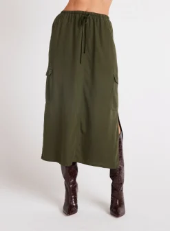 Bella Dahl Cargo Midi Skirt - Italian Herb- Essentials Bottoms
