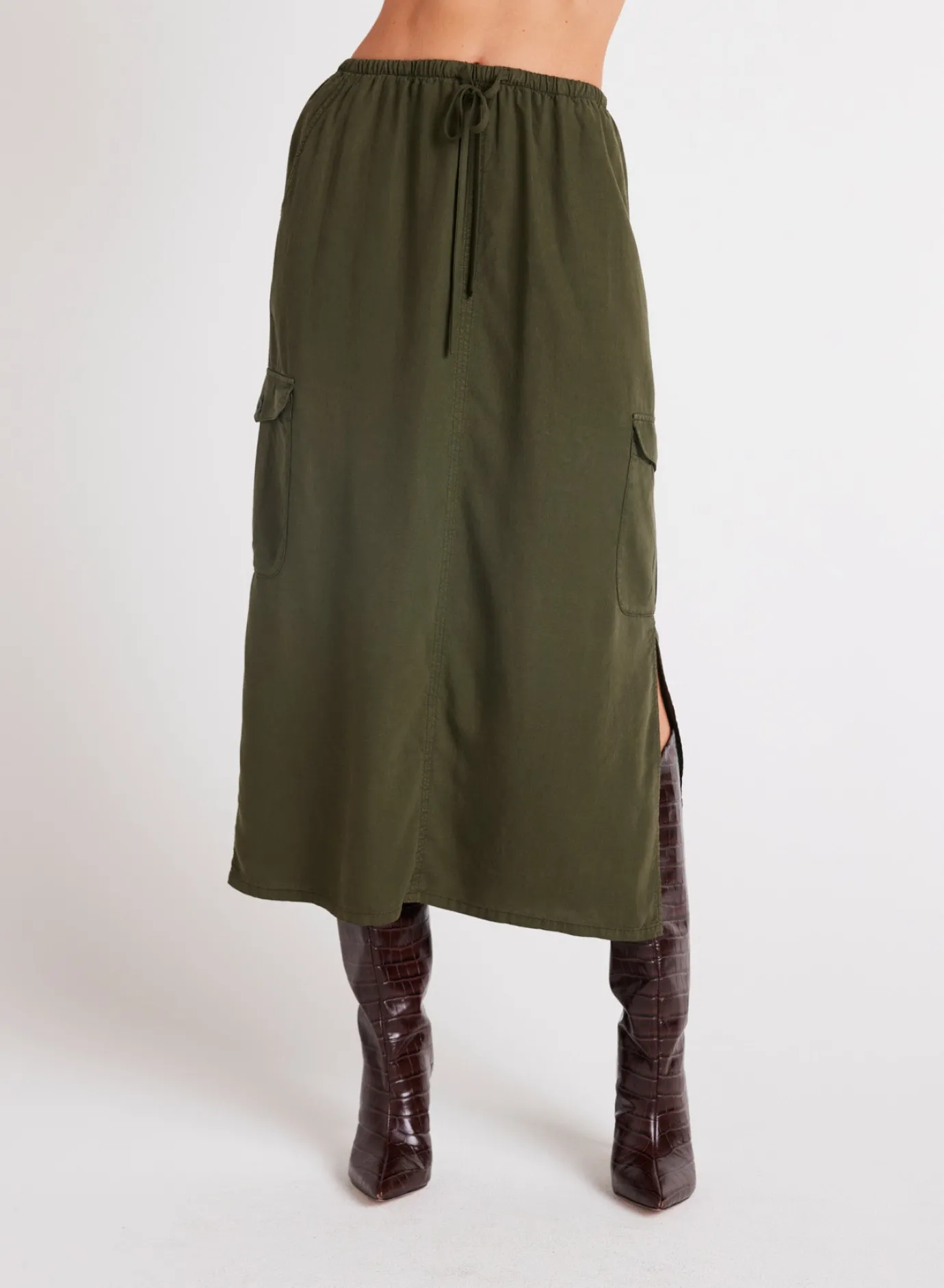 Bella Dahl Cargo Midi Skirt - Italian Herb- Essentials Bottoms