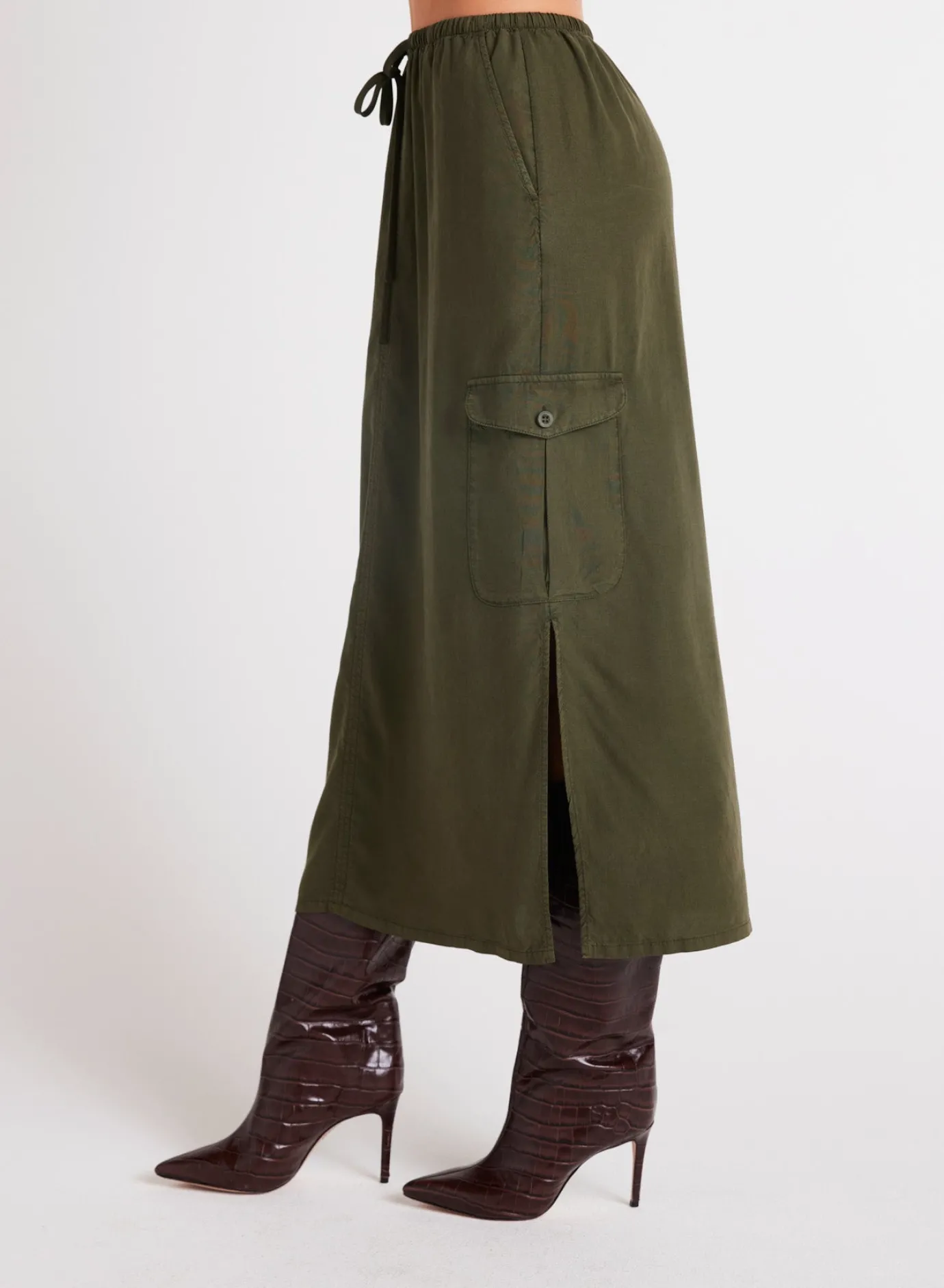Bella Dahl Cargo Midi Skirt - Italian Herb- Essentials Bottoms
