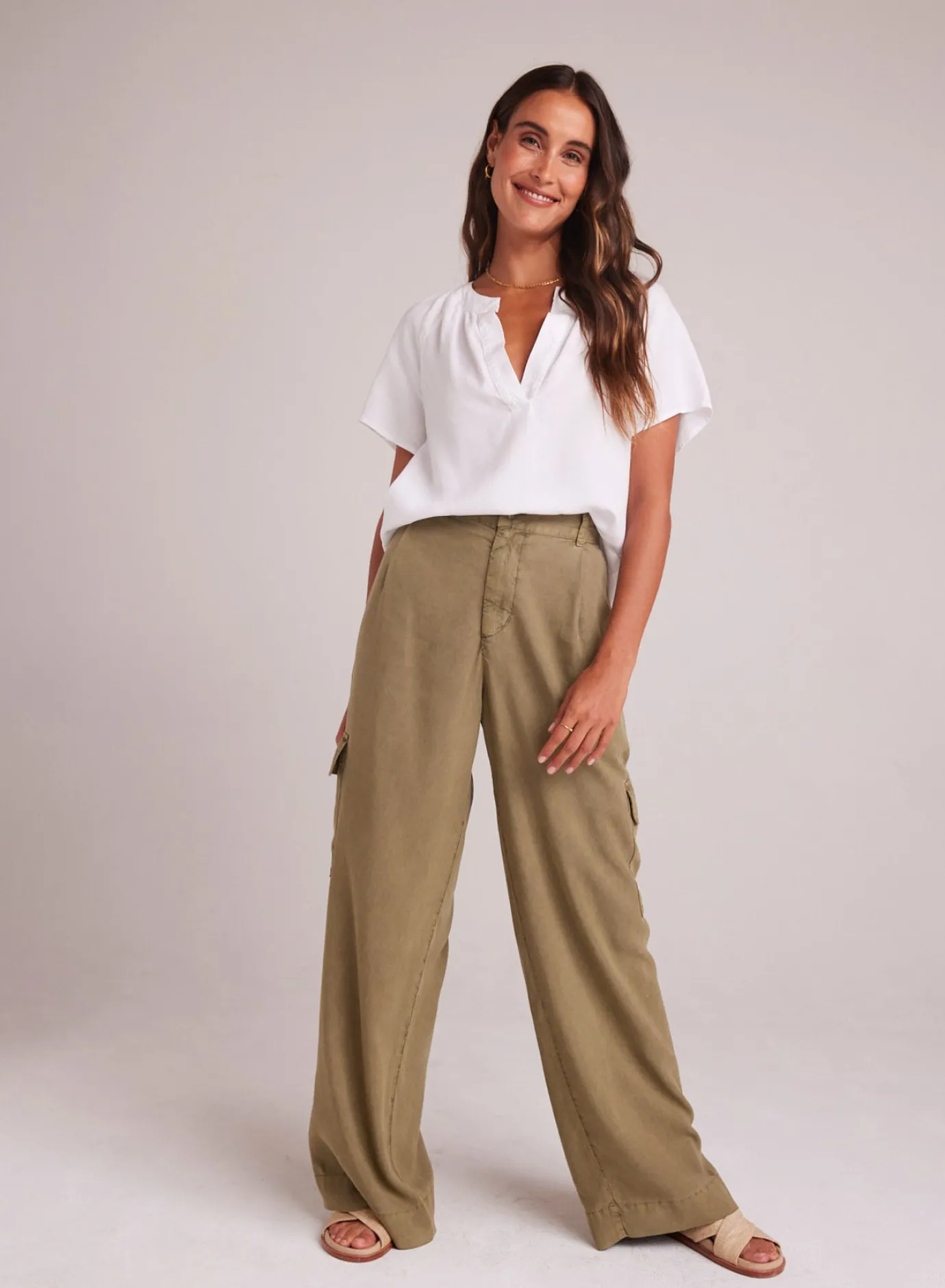 Bella Dahl Cargo Wide Leg - French Olive- Pants