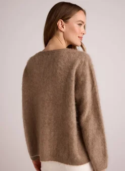 Bella Dahl Cashmere Fuzzy Crew Neck - Soft Fawn- Sweaters