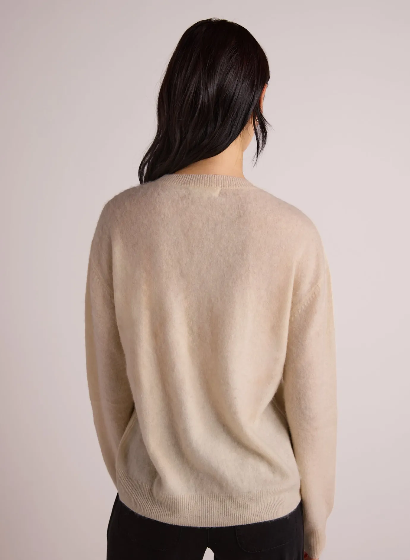 Bella Dahl Cashmere Fuzzy Crew Neck - Rich Ivory- Sweaters
