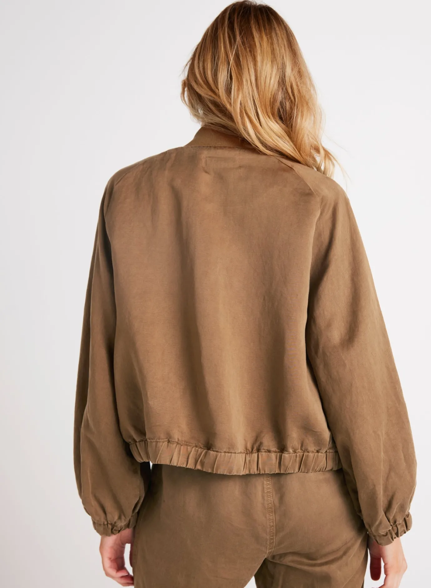 Bella Dahl Chloe Clean Bomber Jacket - Topaz Brown- Outerwear