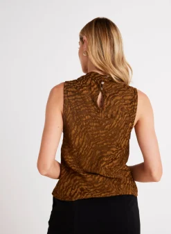 Bella Dahl Cowl Neck Bias Top - Bronzed Olive- Sleeveless