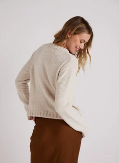 Bella Dahl Crew Neck Chenille Sweater- Opal Ivory- Sweaters
