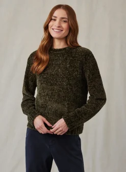 Bella Dahl Crew Neck Chenille Sweater- Italian Herb- Sweaters