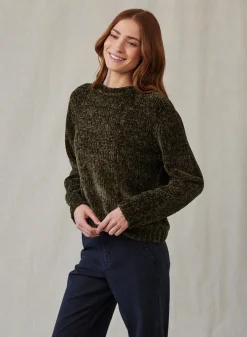 Bella Dahl Crew Neck Chenille Sweater- Italian Herb- Sweaters