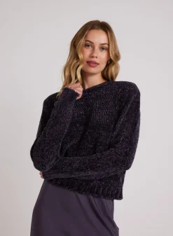 Bella Dahl Crew Neck Chenille Sweater - Galaxy Smoke- Sweaters